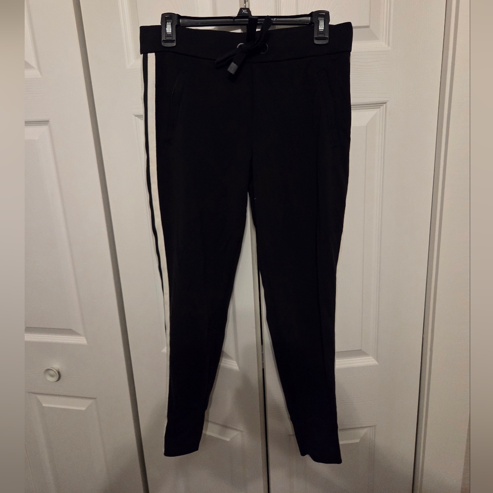 Athleta Black Joggers with White Stripe